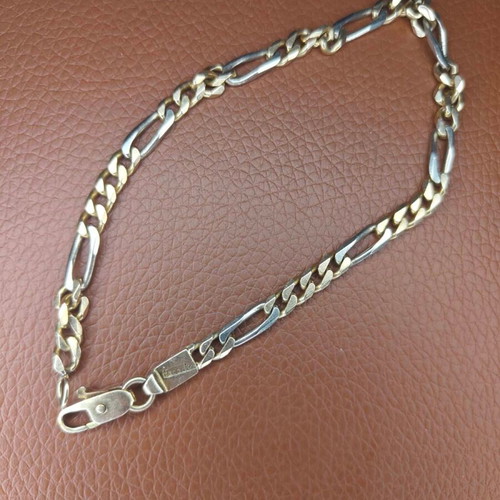 14K Figaro gold bracelet two-tone 24cm Fa Cad'oro like new