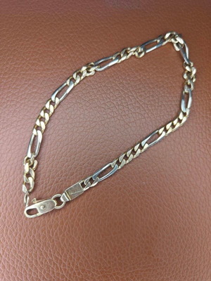 14K Figaro gold bracelet two-tone 24cm Fa Cad'oro like new