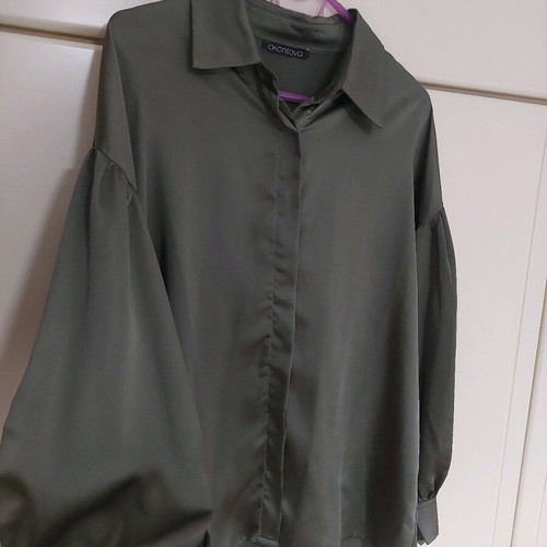 Ckontova khaki satin shirt like new