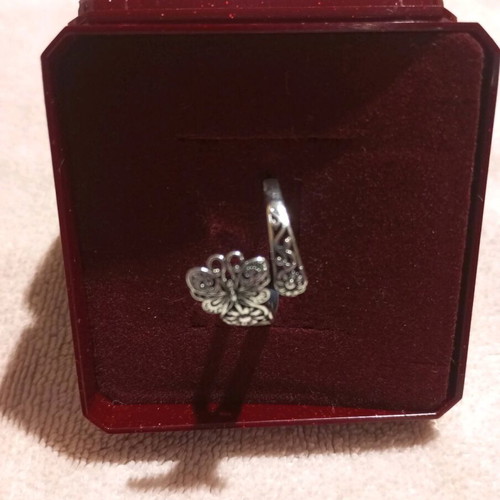 Ring vintage butterfly and flowers stainless steel, like new, boho style