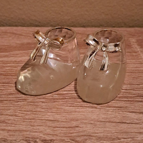 Crystal shoes like new, set of two with steel bow