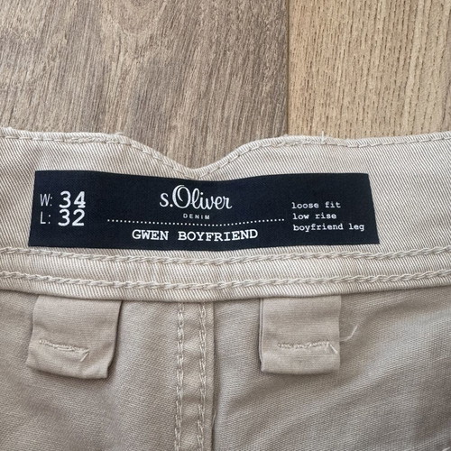 S.Oliver Denim Gwen Boyfriend Jeans W34 L32 Beige Loose Fit New