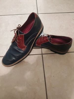 Leather men's shoes blue/tan derby style like new