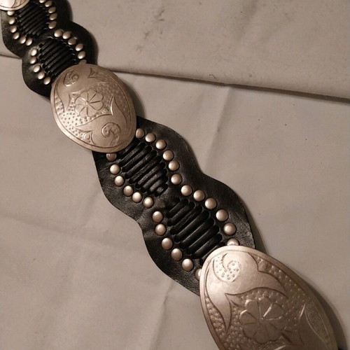 Ethnic belt like new, black with metal details