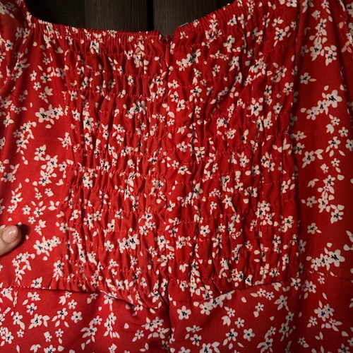 Floral dress like new, size L, red