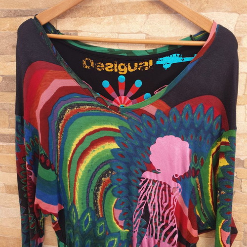 Desigual dress, colorful, size S/M, cotton and viscose