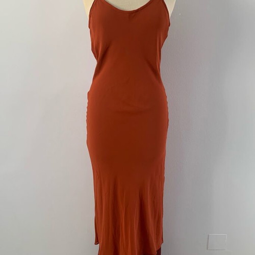Maxi dress by Veloudakis new, muslin two-piece with minor stain and pull