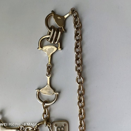 Metal Italian belt used, 80 cm, gold color
