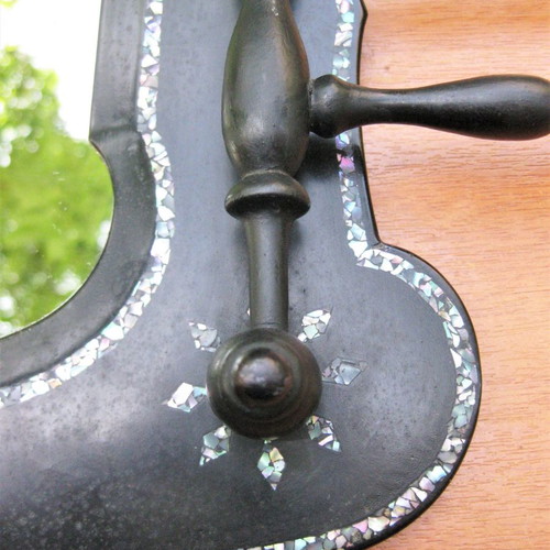 Mirror hanger used, handmade wooden with mother-of-pearl inlay