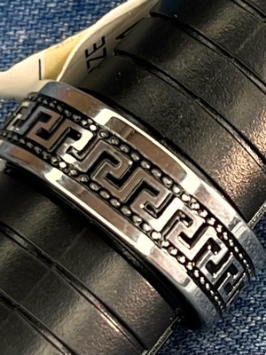 Men's/unisex stainless steel ring with Greek meander new