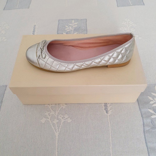 Bournazos ballet flats used, leather, silver, size 38 1/2