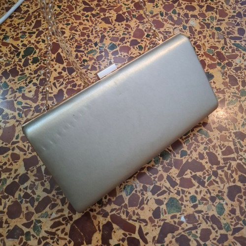 Evening bag used, gold crossbody clutch with chain