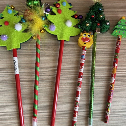 School supplies set Christmas pencils erasers and pen new