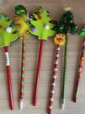 School supplies set Christmas pencils erasers and pen new