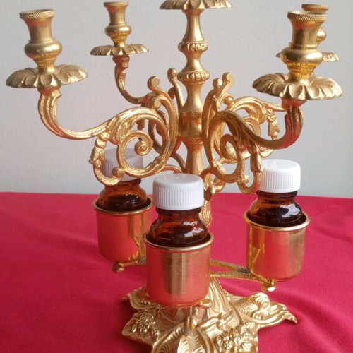 Pentakero Artoklasias candleholder, gold-plated brass, vintage