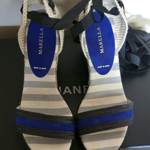 Marella women's platform sandals like new, beige and blue, size 38
