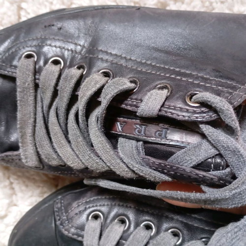 Prada men's sneakers used, size 42, black with grey laces