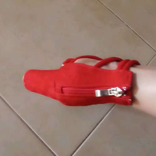 Red suede sandals size 37 like new, heel height 11cm