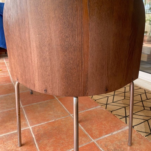 Chairs used, pack of 4 for balcony or garden, wood with leather seat