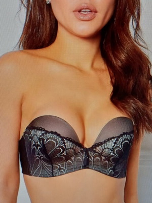 Wonderbra Strapless PushUp Bra without Underwire black lace 85D new