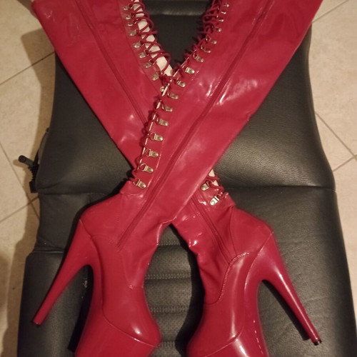 Pleaser Flamingo 3063 boots size 37 used red 17 cm heel