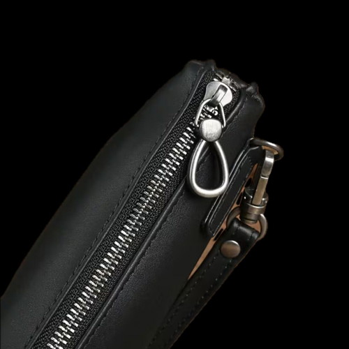 Leather wallet 100% genuine leather black, new
