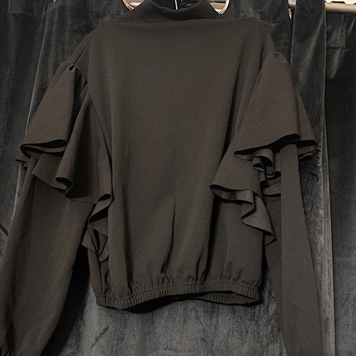Women's zip-up jacket new, black, Greek fabric