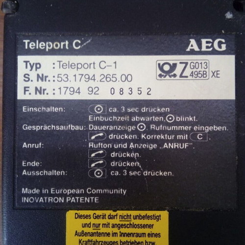 AEG Teleport C-1 cell phone used for collectors, German made