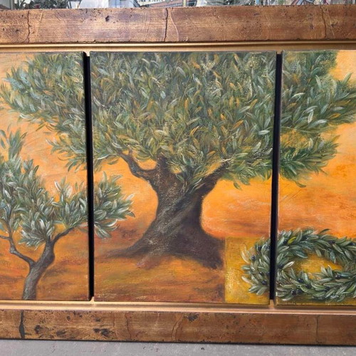 Oil Painting Triptych The Olive Cycle like new