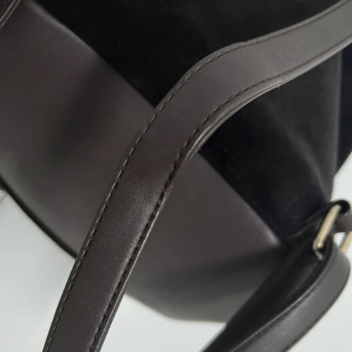 Women's backpack dark brown with velvet suede texture