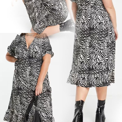 river island white and black dress River Island Women's Black White Gingham Dress Size UK XS