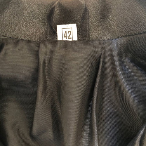 Outerwear jacket used, black faux leather, size 42 small, slim fit