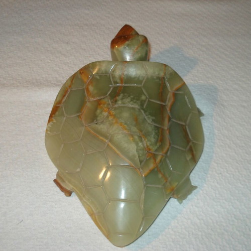 Decorative stone turtle used green brown