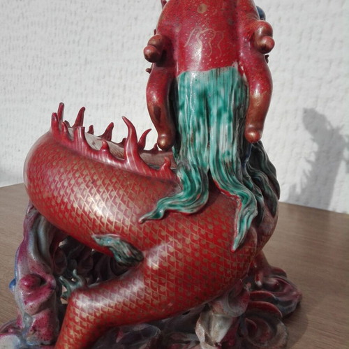 Red Dragon Ceramic Figurine vintage 60s/70s used