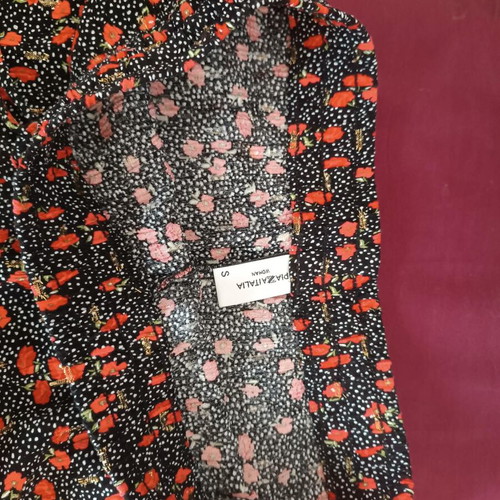 Skort with polka dots, red flowers and gold details, new, size S