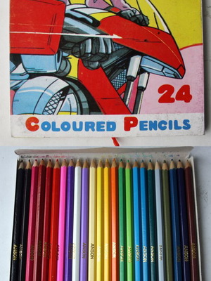 Vintage 80's 24x Anson large colored pencils new, Taiwan