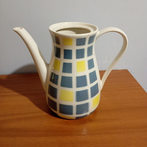 Waku checkered vintage coffee pot used without lid