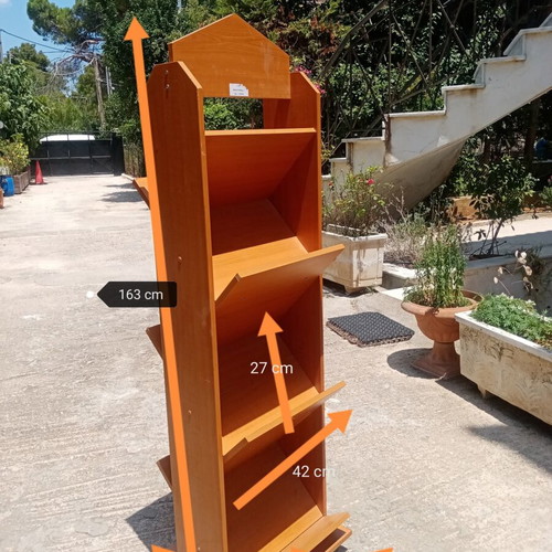 Magazine and Brochure Display Stand wooden with wheels like new