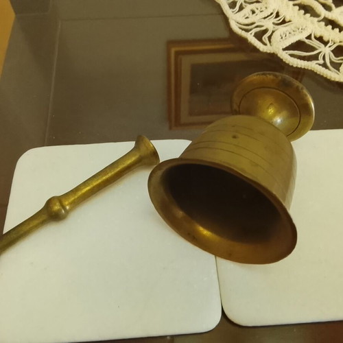 Vintage brass mortar with pestle used