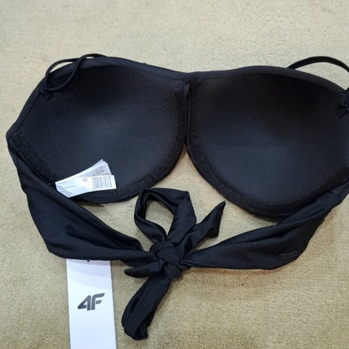 4F Women's Swimwear Top new, adjustable straps, UV protection, black, XL