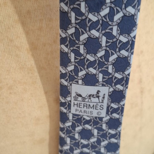 Hermes vintage μπλε μεταξωτή γραβάτα