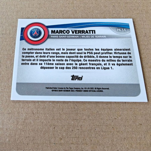 Marco Verratti 2022-23 Topps PSG Team Set like new