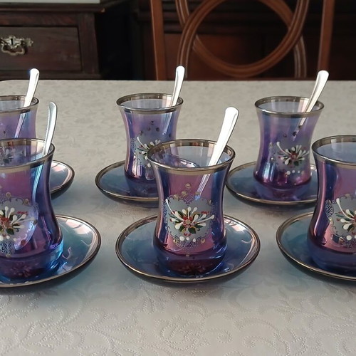Tea Glasses Set of 6 from Constantinople iridescent, like new