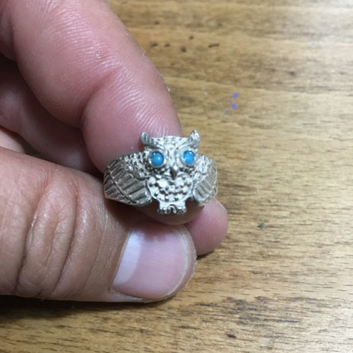 Silver owl ring