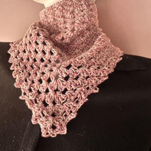 Handmade Crochet Bandana with Pink Beige Mix