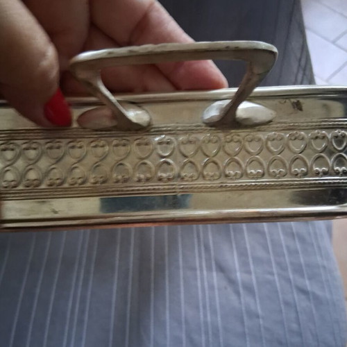 Vintage serving dish 40×20cm with carved lion's feet