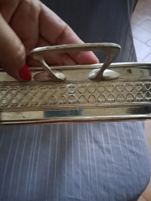 Vintage serving dish 40×20cm with carved lion's feet
