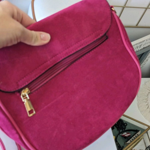 Fuchsia crossbody bag with suede texture techno leather like new
