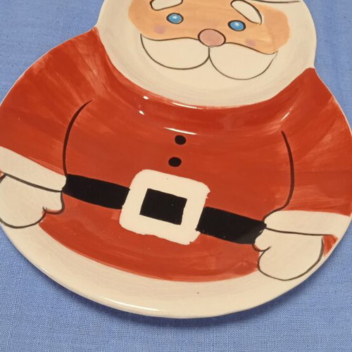 Hand-painted Santa Claus plate for cup and cookies