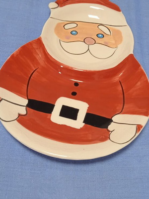 Hand-painted Santa Claus plate for cup and cookies